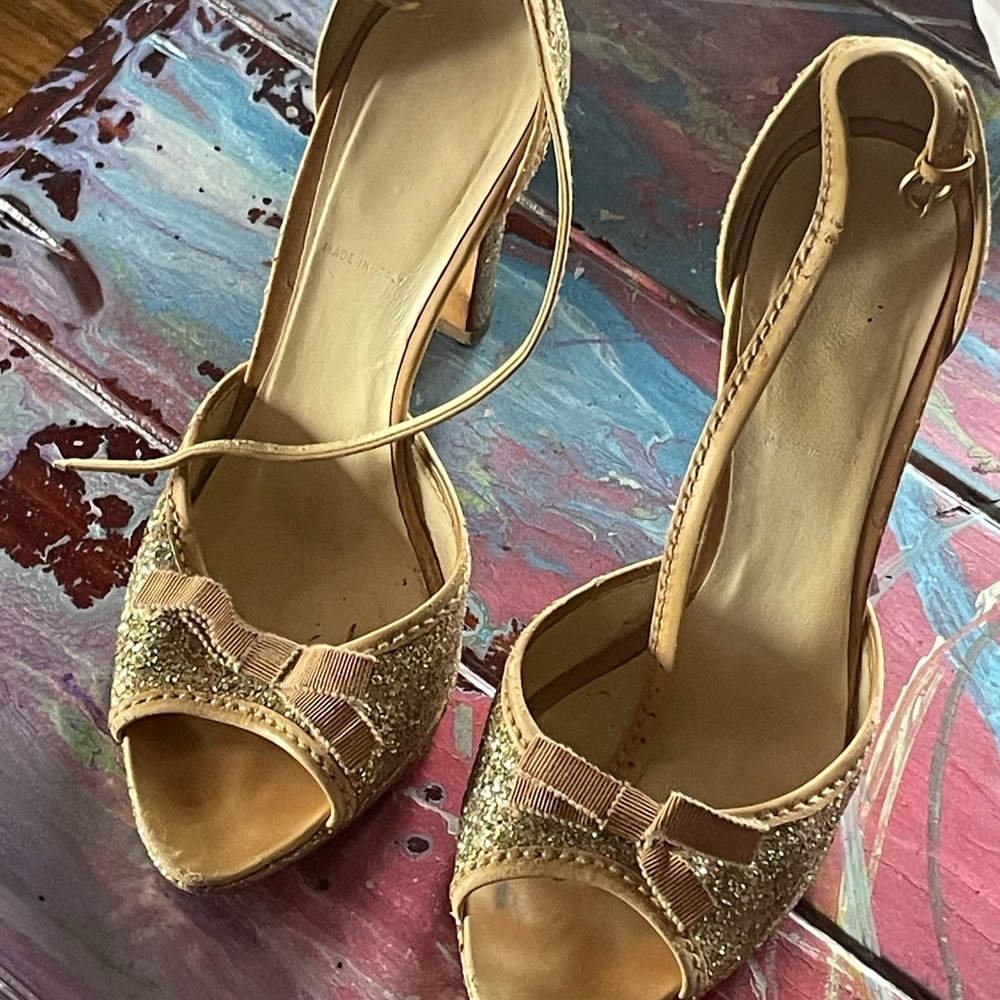 Miu Miu Tan Stiletto Heels with Pointed Toe and Bow